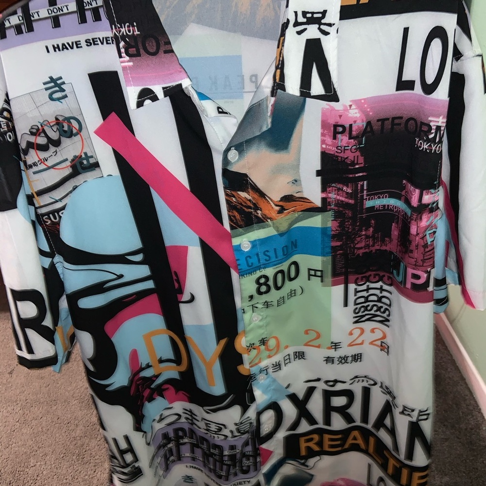 shein graphic button up